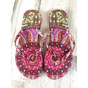 Vera Bradley Womens 7/8 Pink Multicolor Paisley Slip On Flip Flop Sandals